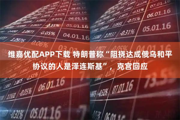 维嘉优配APP下载 特朗普称“阻挠达成俄乌和平协议的人是泽连斯基”，克宫回应