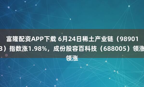 富隆配资APP下载 6月24日稀土产业链（989013）指数涨1.98%，成份股容百科技（688005）领涨